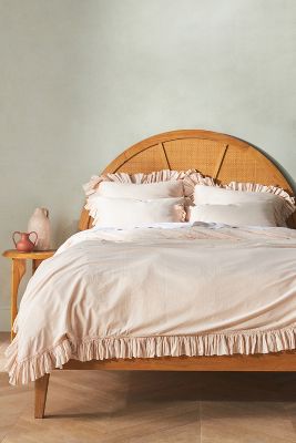 Anthropologie Ruffled Organic Spa Sateen Duvet Cover By  In Pink Size Tw Top/bed