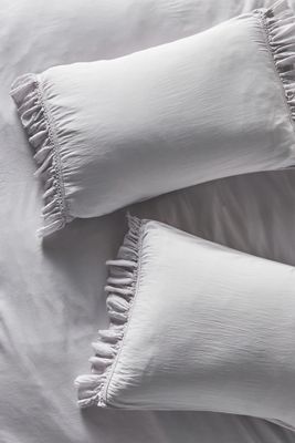 Organic Cotton Spa Sateen Ruffled Shams, Set of 2