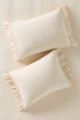 Organic Cotton Spa Sateen Ruffled Shams, Set of 2