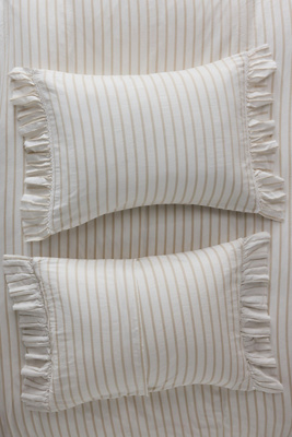 Anthropologie Organic Cotton Spa Sateen Ruffled Shams, Set Of 2