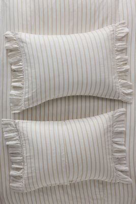 Organic Cotton Spa Sateen Ruffled Shams, Set of 2