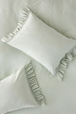 Organic Cotton Spa Sateen Ruffled Shams, Set of 2