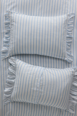 Anthropologie Organic Cotton Spa Sateen Ruffled Shams, Set Of 2