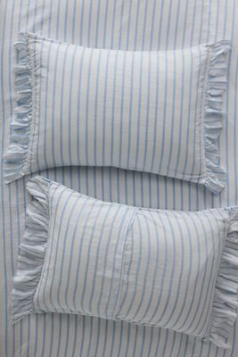 Organic Cotton Spa Sateen Ruffled Shams, Set of 2