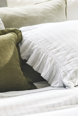 Organic Cotton Spa Sateen Ruffled Shams, Set of 2