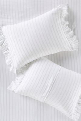 Anthropologie Organic Cotton Spa Sateen Ruffled Shams, Set Of 2
