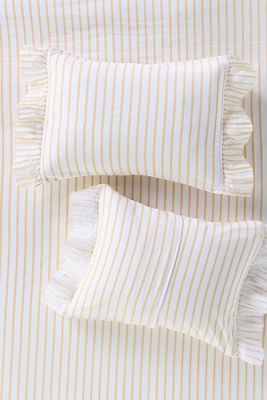 Organic Cotton Spa Sateen Ruffled Shams, Set of 2