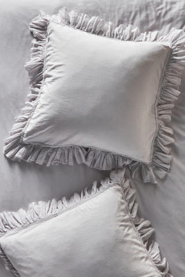 Anthropologie Ruffled Organic Spa Sateen Euro Sham By  In Grey Size Euro Sham