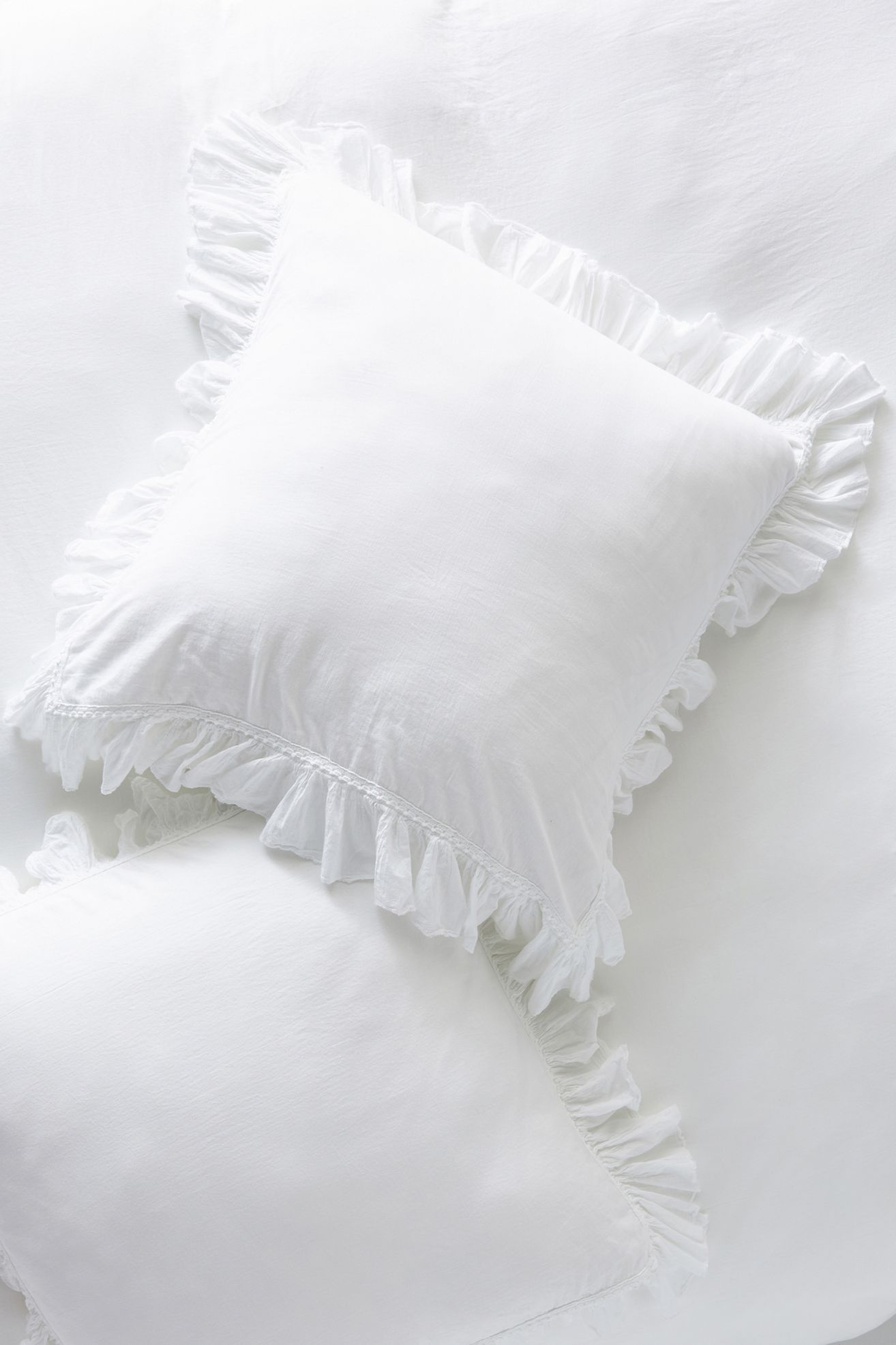 Organic Cotton Spa Sateen Ruffled Euro Sham - White, Euro Sham