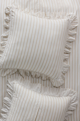 Anthropologie Organic Cotton Spa Sateen Ruffled Euro Sham