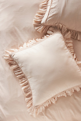 Anthropologie Ruffled Organic Spa Sateen Euro Sham In Neutral