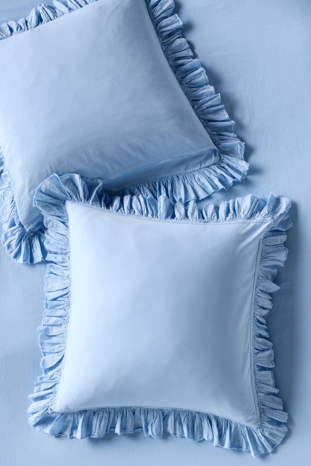 Organic Cotton Spa Sateen Ruffled Euro Sham - Light Blue, Euro Sham
