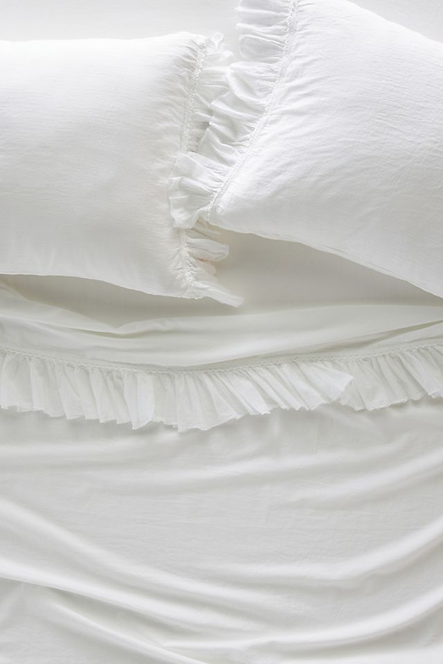 Ruffled Organic Spa Sateen Sheet Set | Anthropologie