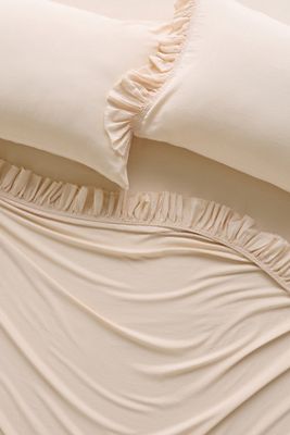 Organic Cotton Spa Sateen Ruffled Sheet Set