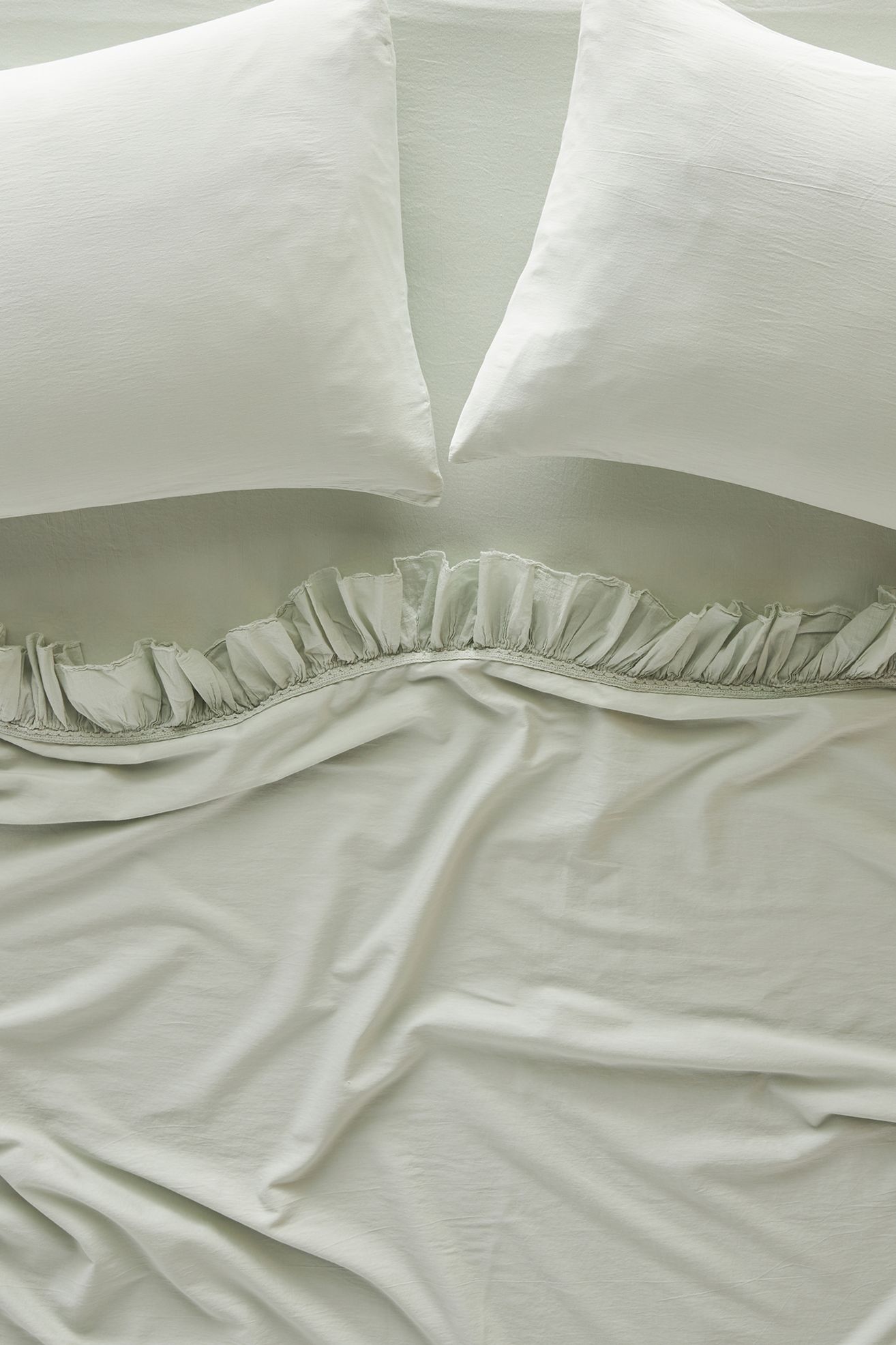 Organic Cotton Sateen Ruffled Sheet Set - Queen