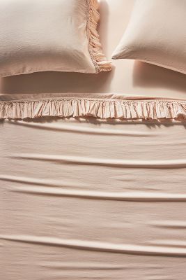 Anthropologie Ruffled Organic Spa Sateen Sheet Set By  In Pink Size Ca Kng Sht