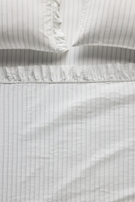 Anthropologie Organic Cotton Spa Sateen Ruffled Sheet Set In White