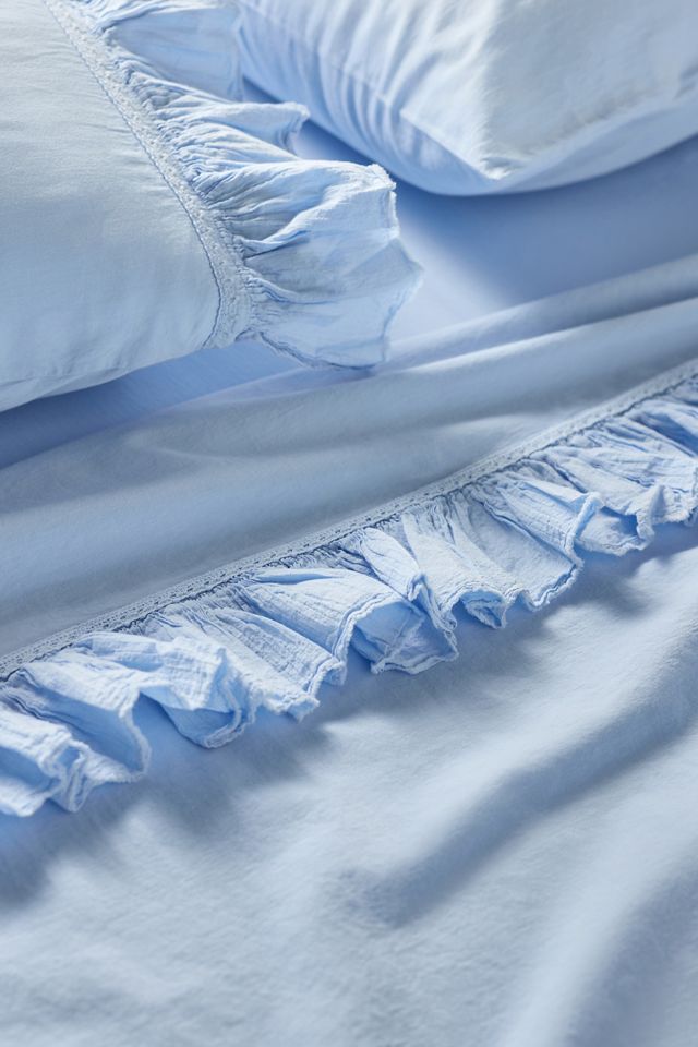 Organic Cotton Spa Sateen Ruffled Sheet Set | Anthropologie