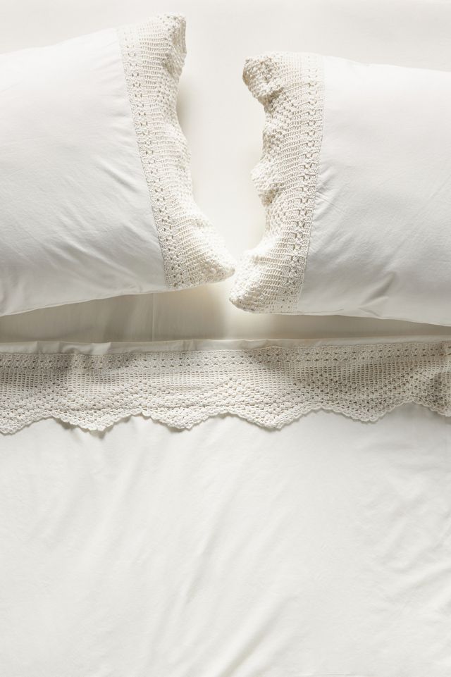 Norah Crochet Organic Percale Sheet Set