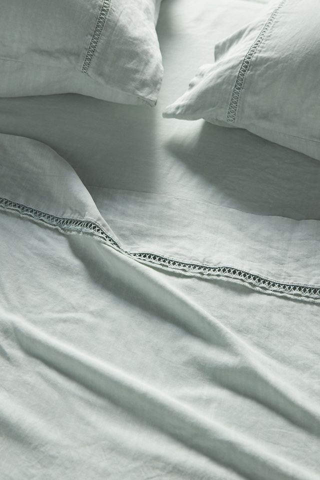 Embroidered Linen Blend Sheet Set #1