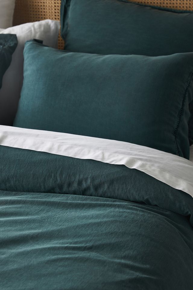 Embroidered Linen Blend Duvet Cover #1