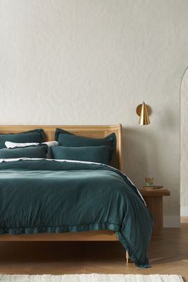 Embroidered Linen Blend Duvet Cover