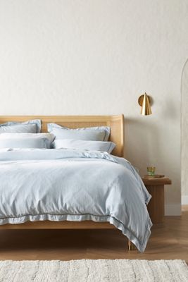 Embroidered Linen Blend Duvet Cover
