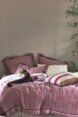 Embroidered Linen Blend Duvet Cover