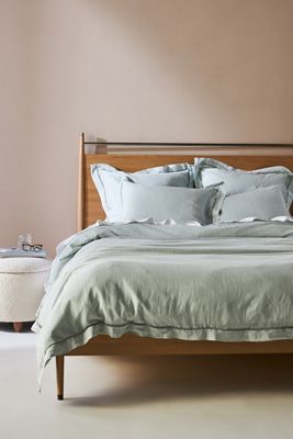 Embroidered Linen Blend Duvet Cover