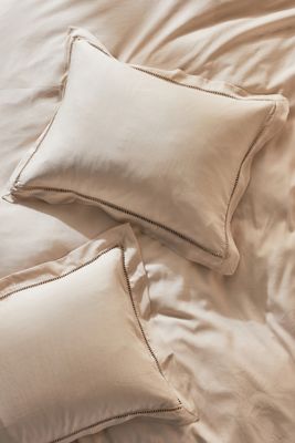 Embroidered Linen Blend Shams, Set of 2