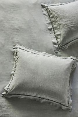 Embroidered Linen Blend Shams, Set of 2