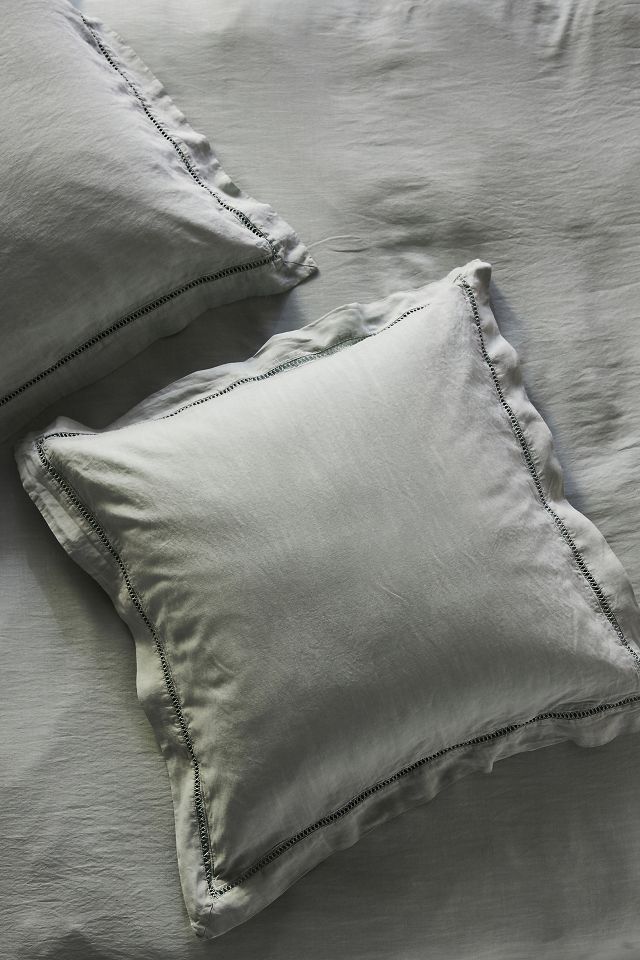 Embroidered Linen Blend Euro Sham