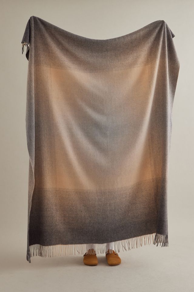 The Tartan Blanket Co. Grey Ombre Check Tassel Wool Throw Blanket