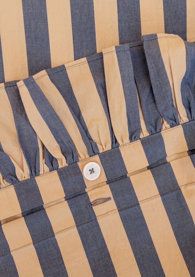 Copripiumino in Cotone a Righe con Volant TBCo Navy #1