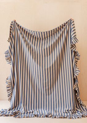 TBCo Marineblau Gestreifte Rüschen Baumwolle Bettbezug