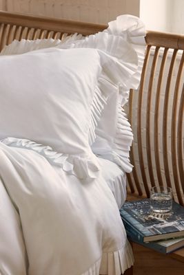 Sukun Vienna White Ruffle Cotton Sateen Pillowcase, Set of 2