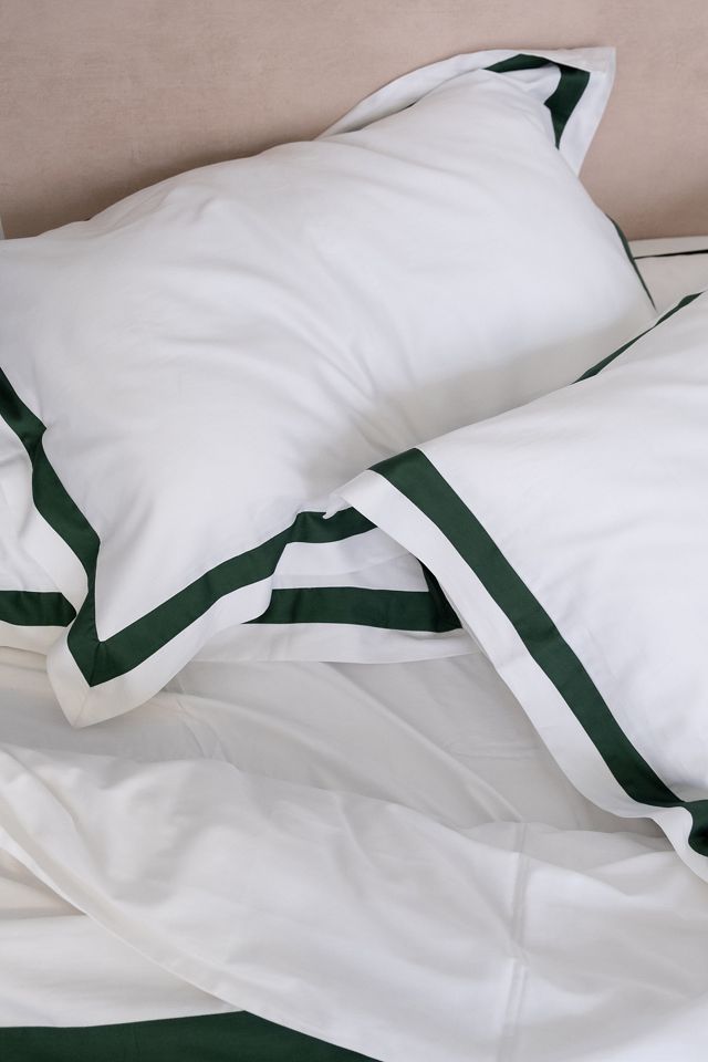 Sukun Notting Hill Green Cotton Sateen Pillowcase, Set of 2 #1