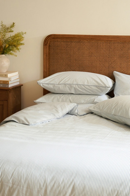 Dip & Doze Organic Cotton Striped Duvet Cover - King/Queen? (Slight Defect - Large Discount!) Buttons Closure, Soft Bedding