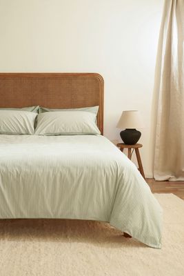 Dip & Doze Reversible Sage Stripe  Cotton Duvet Cover