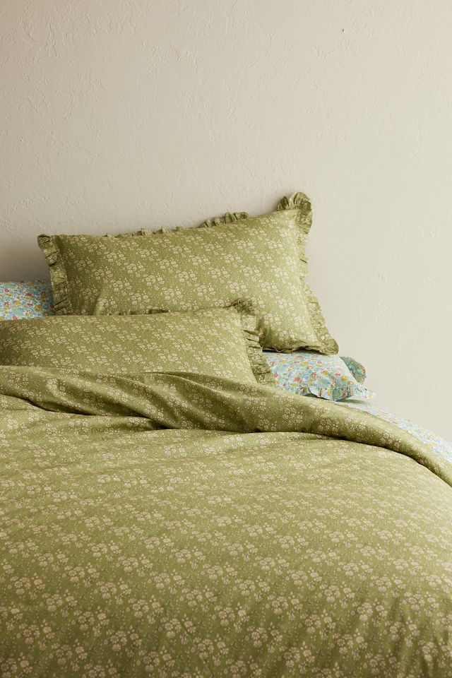 Coco & Wolf Betsy Sage & Capel Pistachio Ruffle Quilted Bedspread #1