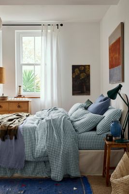 Piglet in Bed Cotton-Linen Gingham Duvet Cover