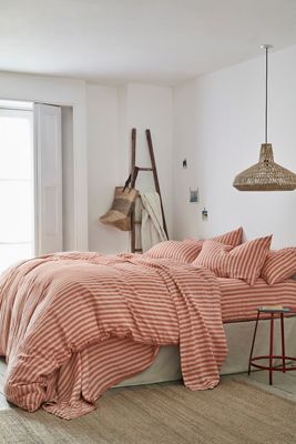 Piglet in Bed Pembroke Stripe Cotton-Linen Duvet Cover
