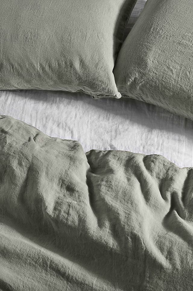 Bedfolk Moss Linen Duvet Cover #1