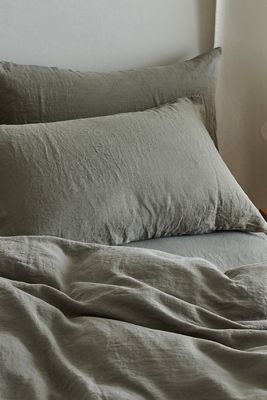 Bedfolk Moss Linen Pillowcases, Set of 2