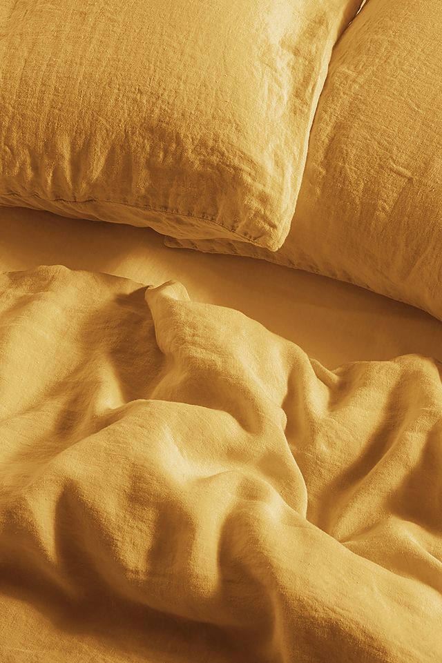 Bedfolk Ochre Linen Duvet Cover #1