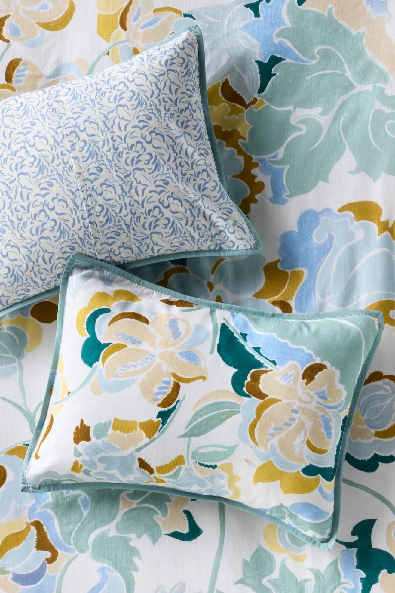 Claire de Quenetain Cotton Slub Floral Printed Shams, Set of 2