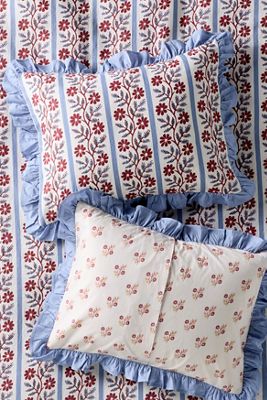 Evita Cotton Floral Printed Tie Shams, Set of 2