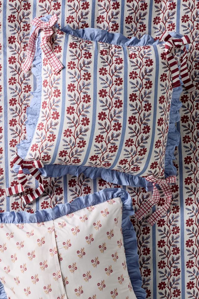 Evita Cotton Floral Printed Tie Euro Sham #1