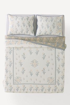 Cotton Floral Jacquard Woven Coverlet