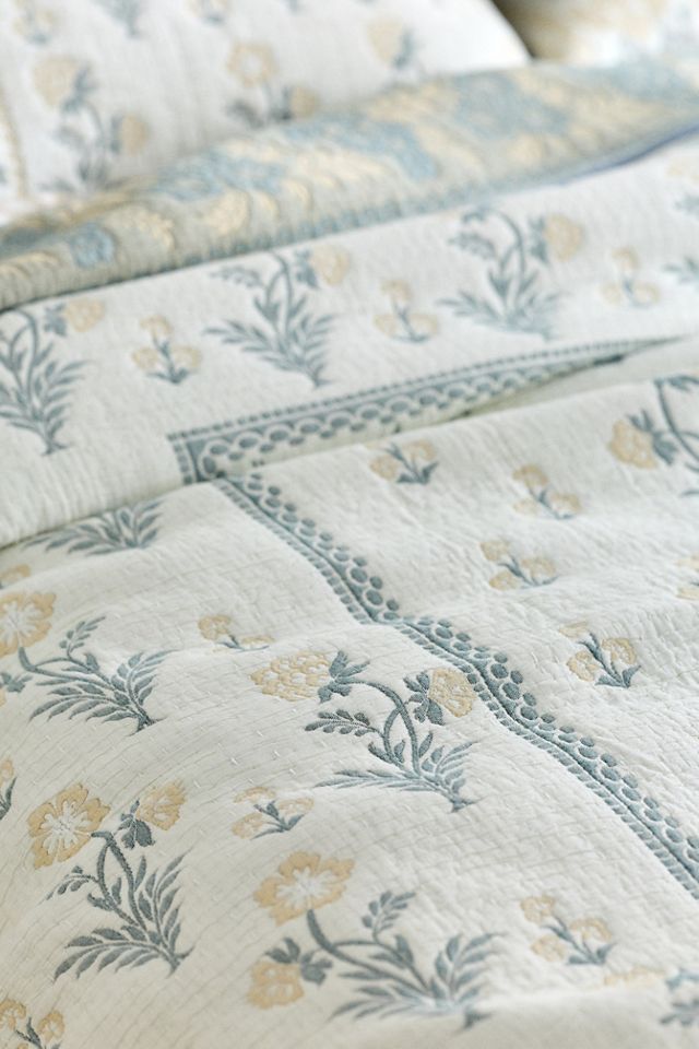 Cotton Floral Jacquard Woven Coverlet #1